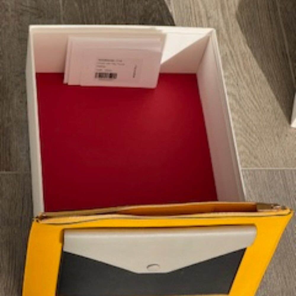 Authentic Celine Leather Envelope Clutch New W Tags Multicolor Yellow Unused